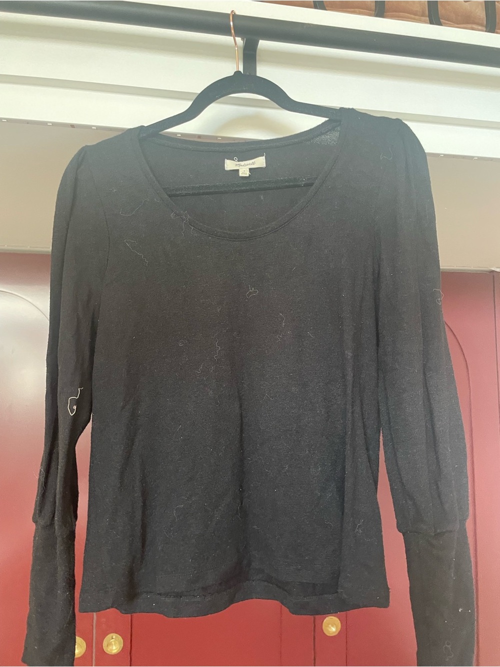 Madewell Black Long-Sleeve Scoop Neck Top